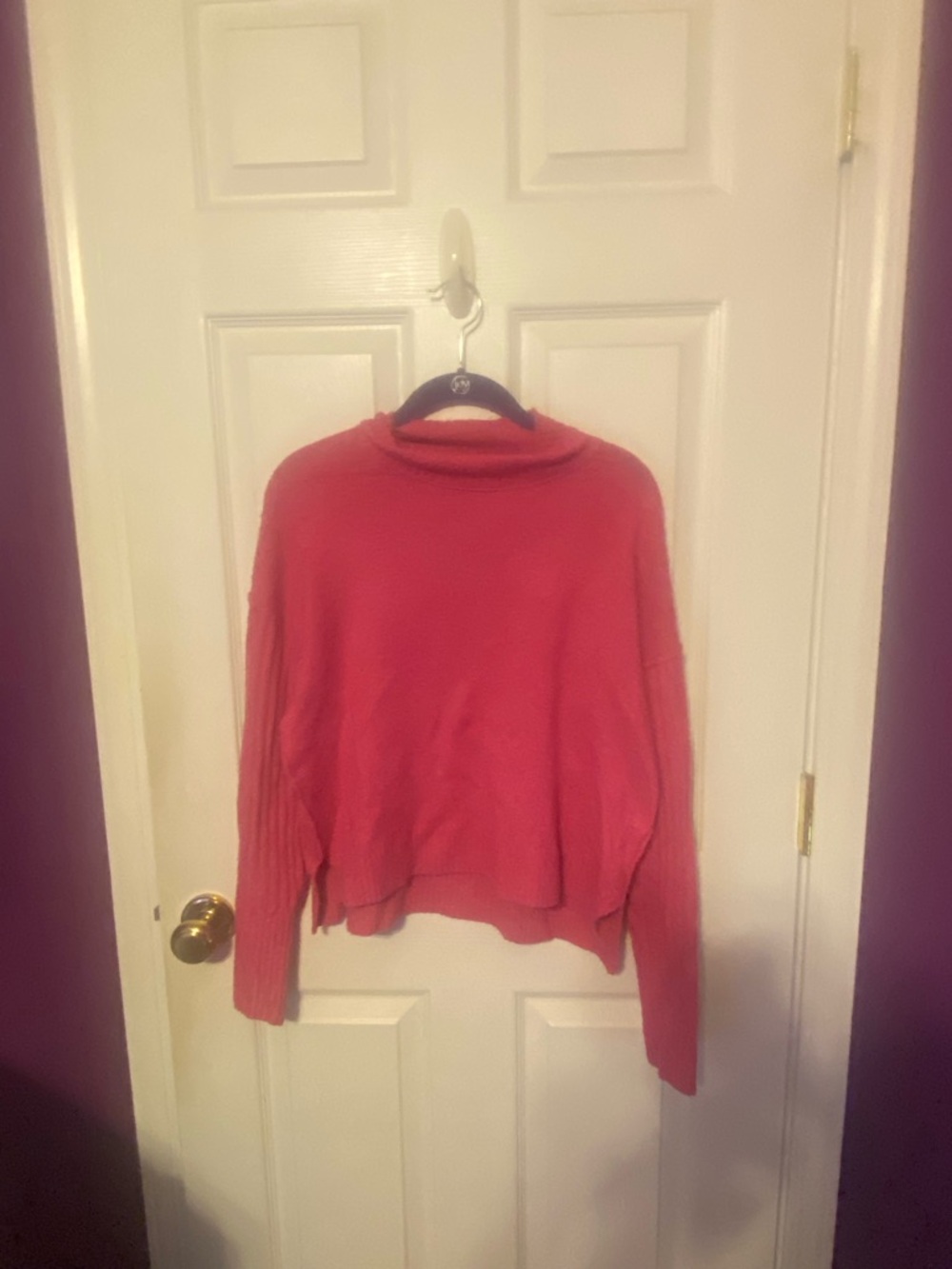 SO Coral pink  Cowl Neck Pullover Sweater